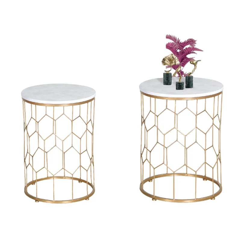 Round Gold Coffee Table Set